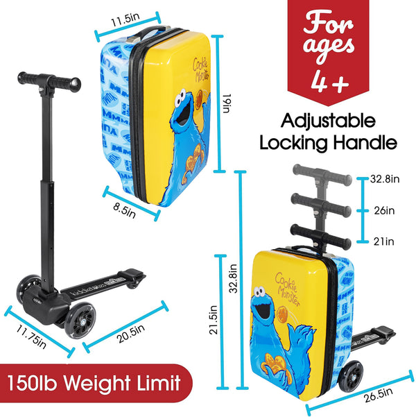 Cookie Monster 4-in-1 Detachable Scooter Luggage