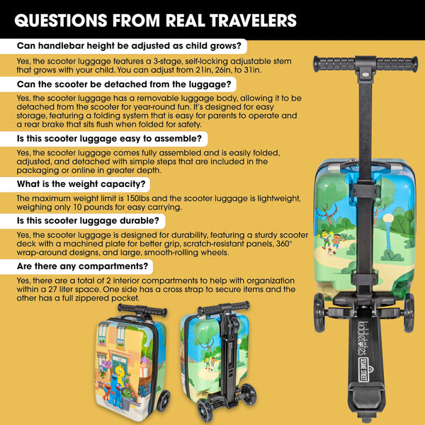 Sesame Street Gang 4-in-1 Detachable Scooter Luggage